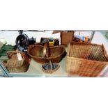 A group of wicker baskets, (qty).