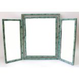 An Art Deco faux shagreen frame triptych dressing table mirror, 87cm wide.