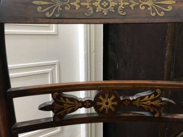 A Regency rosewood cut brass inlaid and strung dining chair, with cane seat. - Image 3 of 4