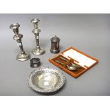 Silver and silver mounted wares, comprising; a shaped circular bonbon dish,