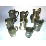 Collectables, including; a group of 18th century and later pewter tankards and jugs, (qty).