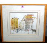 20th century School, Outside the Duomo, pen, ink and watercolour, indistinctly signed and inscribed,