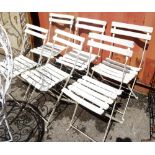 A set of six early 20th century French white metal folding cafe chairs, (6).