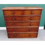 A Victorian mahogany chest with two short and four graduated long drawers on turned feet,
