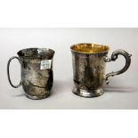 Silver, comprising; a Victorian christening mug, with a scrolling handle,