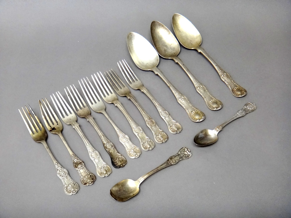 Scottish silver table flatware, comprising; three tablespoons,
