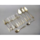 Scottish silver table flatware, comprising; three tablespoons,