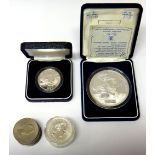 A Bermuda silver proof five dollar five ounce coin, 1988, with a certificate and a case,