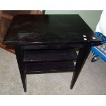 A pair of 20th century black painted two tier rectangular low side tables 100cm wide x 47cm high