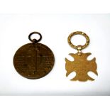 A gold cruciform medal, engraved to one side Jefferson L & D Society,