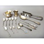 Silver and silver mounted wares, comprising; a milk jug, London 1937, a fiddle pattern tablespoon,