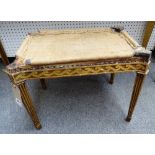 A mid-18th century style gilt framed footstool, with wave carved frieze on tapering square supports,