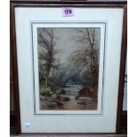 Henry Stannard (1844-1920), A wooded stream, watercolour, signed, 24cm x 17cm.