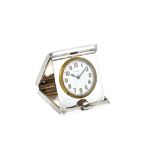 A Mappin & Webb silver rectangular cased, keyless wind travelling clock,