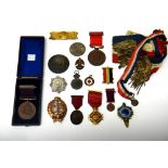 A group of fire brigade related medals, medallions and badges,