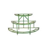 An early 20th century green painted wrought iron three tier graduated semi-elliptic plant stand,