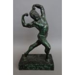 A patinated bronze figure titled 'Wayne sleep' signed to the rear, J.Heartfield 10/10, 30.5cm high.