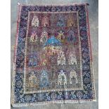 A Tabriz pictorial carpet, Persian, the field with compartments with different scenes,