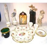 Ceramics, including; a Goebel ceramic wall hanging depicting Madonna and child, Lladro figures,