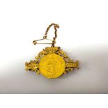 A South Africa half pond, 1895, mounted as a brooch,