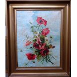 V. Wyatt (early 20th century), Still life of poppies, oil on canvas, signed, 55cm x 42cm.