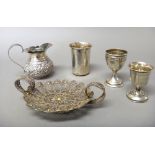 Foreign wares, comprising; a beaker engraved Maurice, detailed 800, two egg cups,