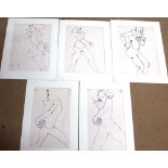 Hazel Gomes (20th century), Figure studies, five, marker pen, all signed and dated '74,