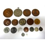 A group of eighteen mostly Polish related bronze and other base metal commemorative medallions and