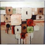 British School (20th century), Abstract, oil on board, indistinctly signed (incised), 91cm x 91cm.