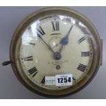 An Irish gilt metal cased 'port hole' wall clock,