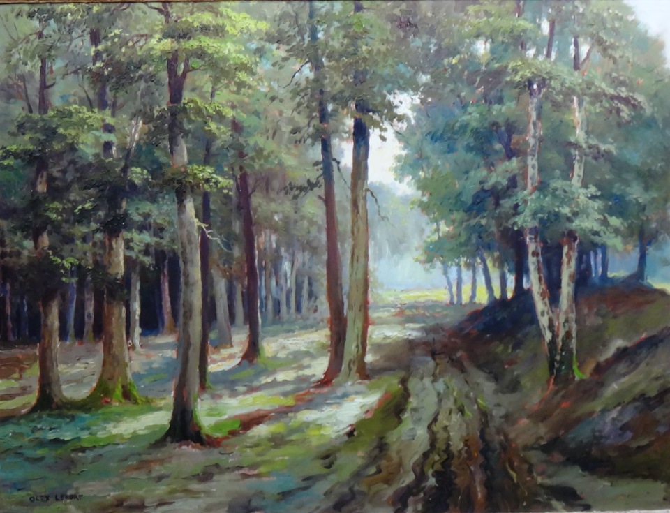 Alex Lefort (1908-1954), A wooded path, oil on canvas, signed, 44cm x 59cm.