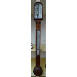 A 'Hughes' mahogany cased stick barometer, 19th century,