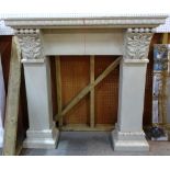 A 20th century white painted fire surround with floral and egg and dart decoration,