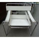 After Marcel Breuer; a pair of Wassily model No B3 easy armchairs, upholstered in cream leather,