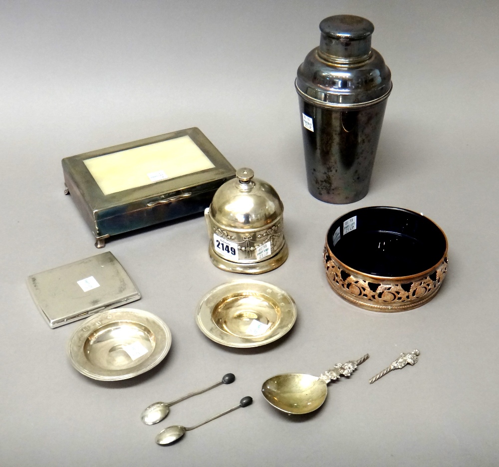 Silver and silver mounted wares, comprising; a string container,