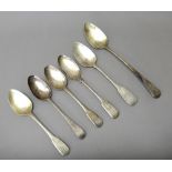 Silver table flatware, comprising; a George III Old English pattern basting spoon, London 1807,