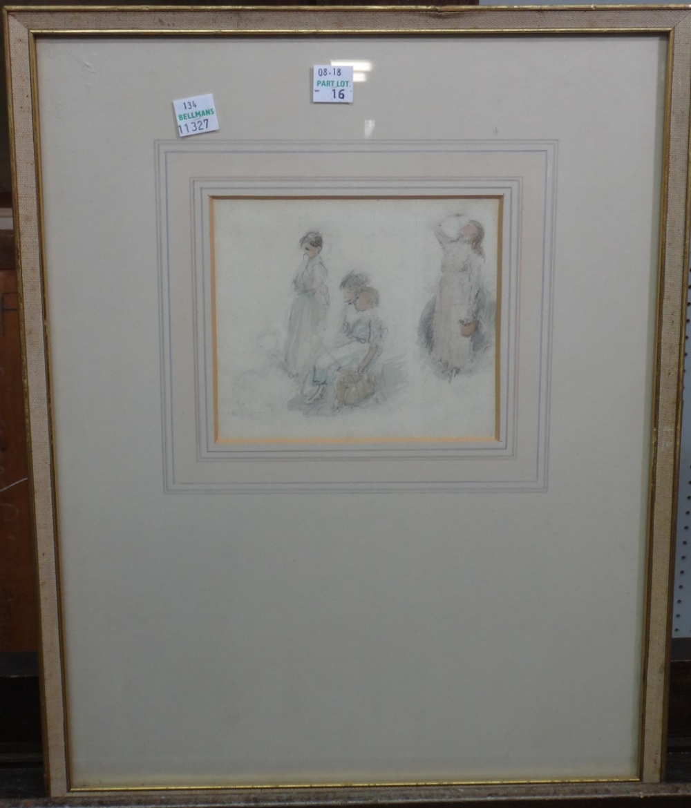 A group of four 19th and 20th century figurative drawings. - Bild 2 aus 4