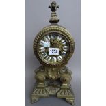 A Louis XIV style brass mantel clock, circa 1900,
