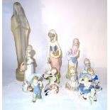 Leerdam, a 20th century frosted glass figure of Madonna and child, 37cm high,