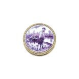 A silver gilt and lilac coloured enamel circular box,