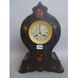 A French polychrome painted wooden cased mantel clock, late 19th century,