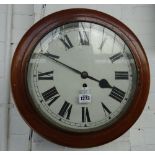 An early 20th century mahogany cased 12 inch dial clock with single train fusee movement,