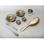 Silver and silver mounted wares, comprising; a pair of Victorian bonbon dishes,