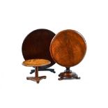 Three 19th century apprentice/diminutive mahogany circular centre tables, of Regency design,