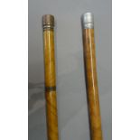 An unusual fruitwood gadget cane, 20th century, each section containing pen,