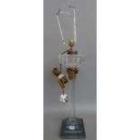 A Victorian glass and gilt metal mounted oil lamp base,