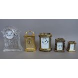 A French 'L Epee' miniature brass cased carriage clock (11cm high, key),