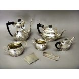 A plated four piece tea and coffee set, comprising; a teapot, a coffee pot,