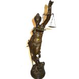 A 20th century composite bronze figure of Themis Goddess of Justice, 64cm high.