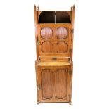 A Gothic style waxed pine cabinet, proba